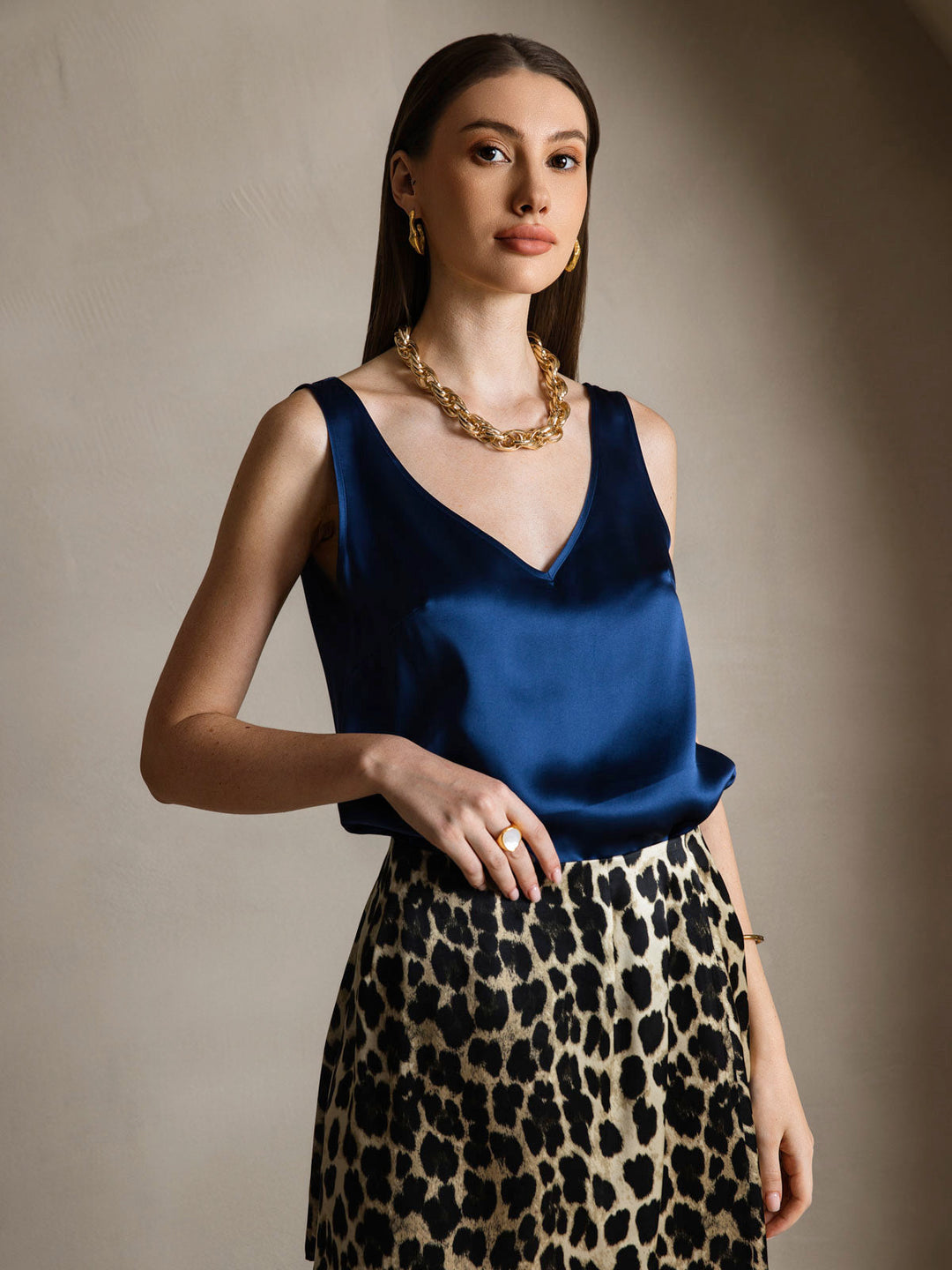 Clearance(Ships to UK Only) - Pure Silk Solid Color Wide Straps Camisole Top
