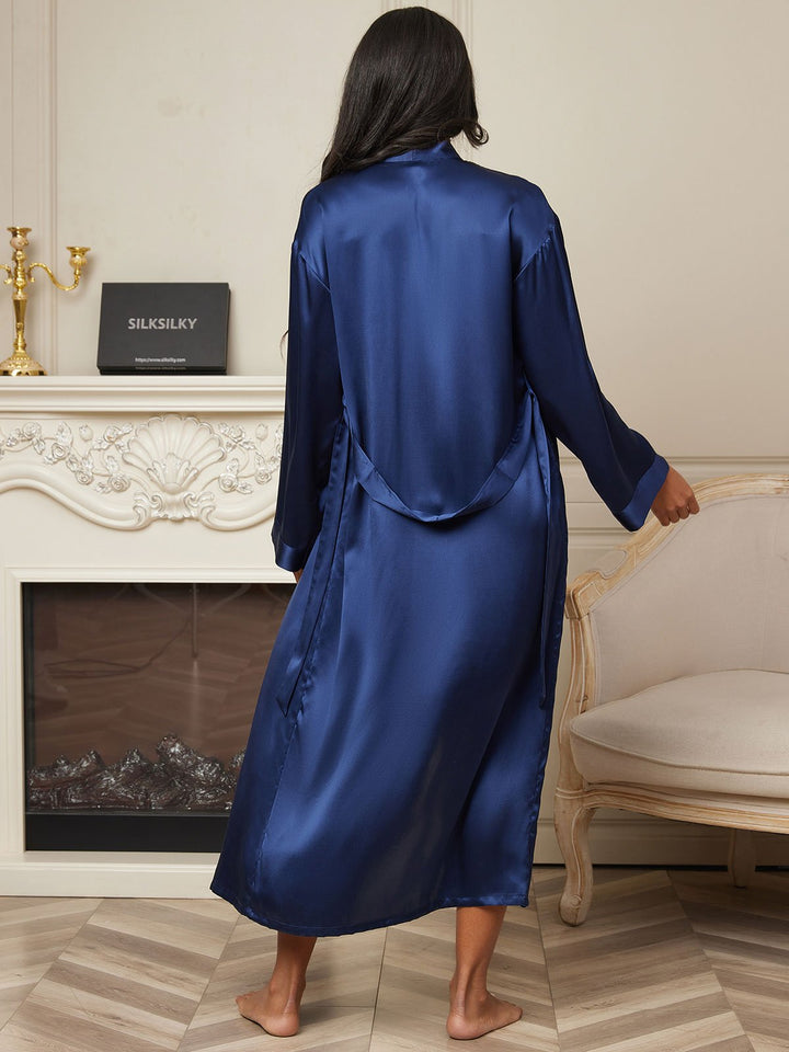 Pure Silk Long Sleeve Midi Women's Dressing Gown