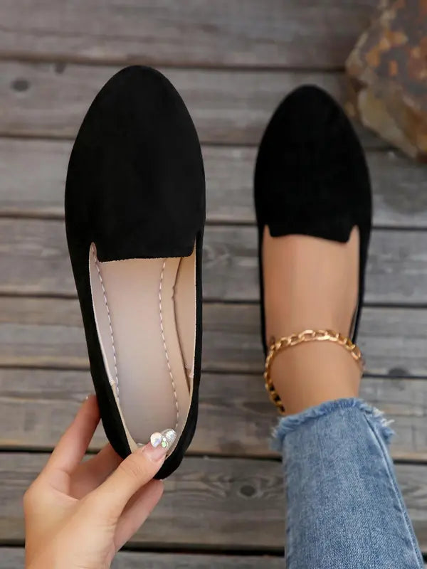 SHERNA™ - Women’s Solid Color Flats Soft Sole Pointed Toe Slip-On Shoes