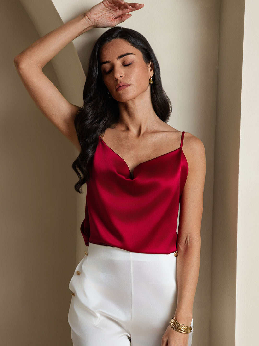 19Momme Silk Spaghetti Strap Cowl Neck Camisoles