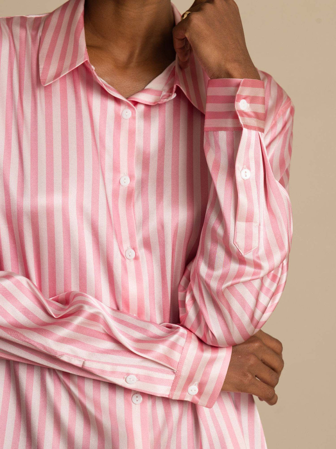 19Momme Silk Long Sleeve Lapel Collar Women's Shirt with Button Up Design