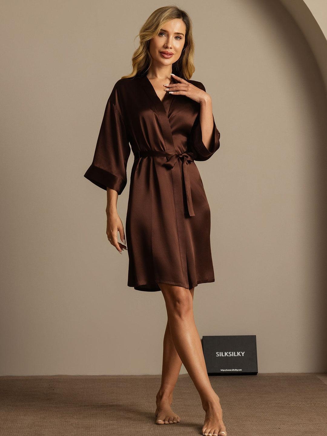 Pure Silk Women's Kimono Wrap Dressing Gown