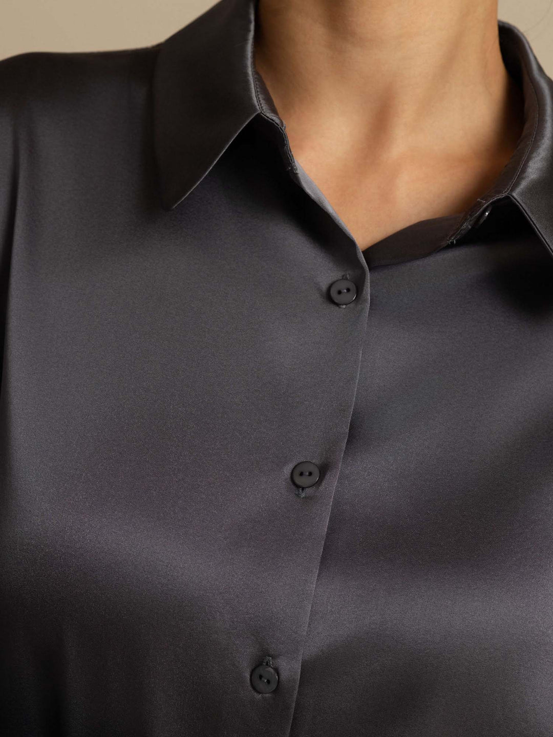 19Momme Silk Long Sleeve Lapel Collar Women's Shirt