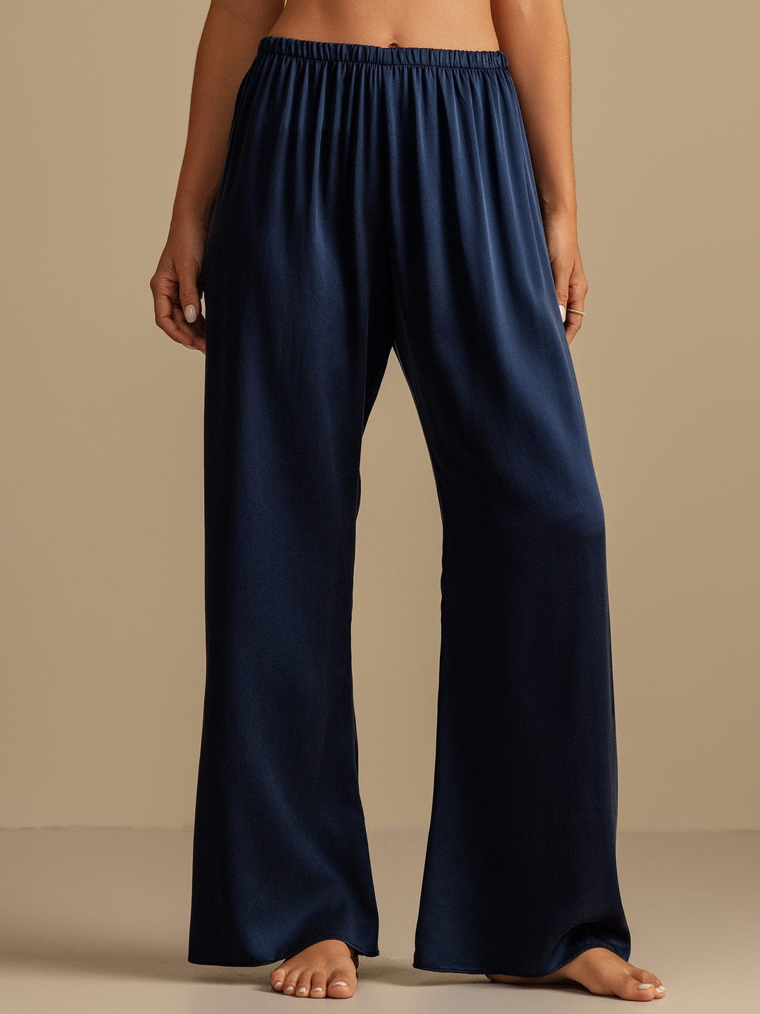 19Momme Washable Silk Wide Leg Women's Sleep Pants with Elastic Waist