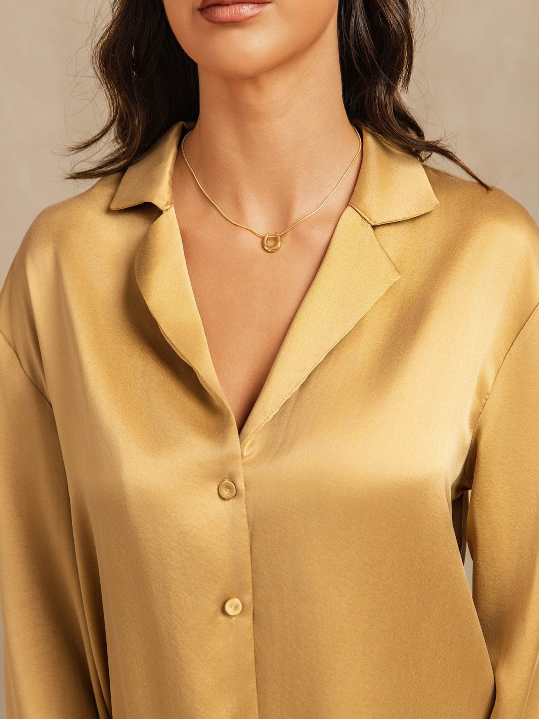 19Momme Washable Silk Long Sleeve Notch Collar Women's Pajamas Set