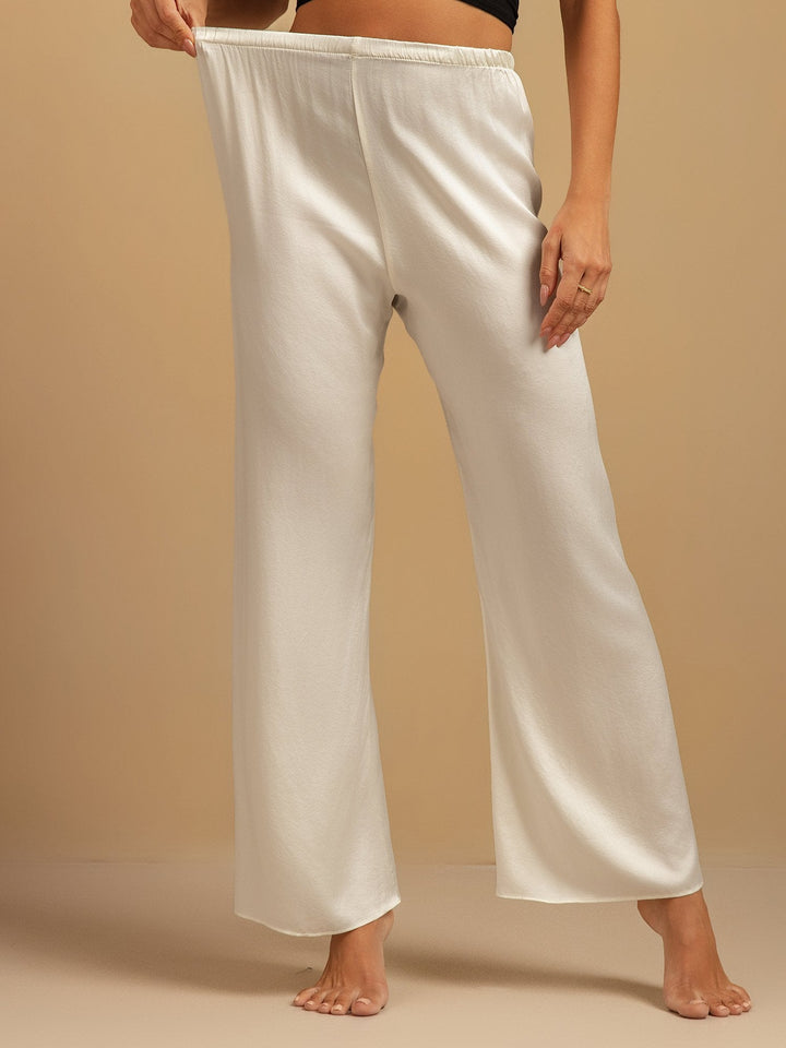 19Momme Washable Silk Wide Leg Women's Sleep Pants with Elastic Waist