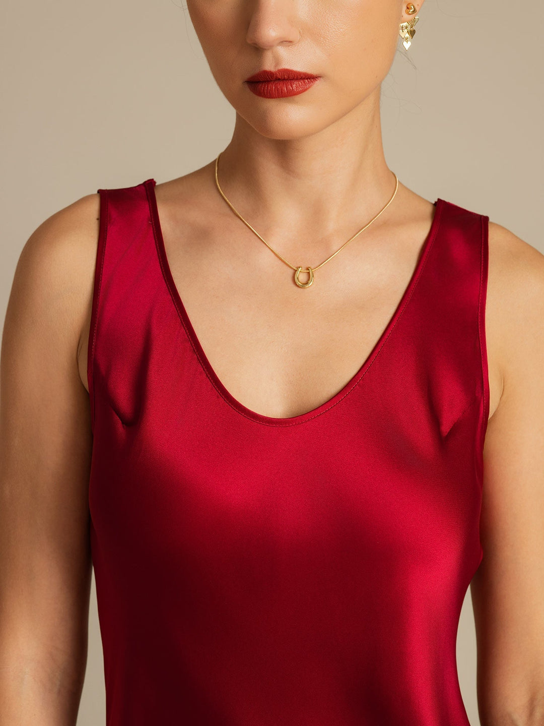 Pure Silk Sleeveless U-Neck Short Nightdress