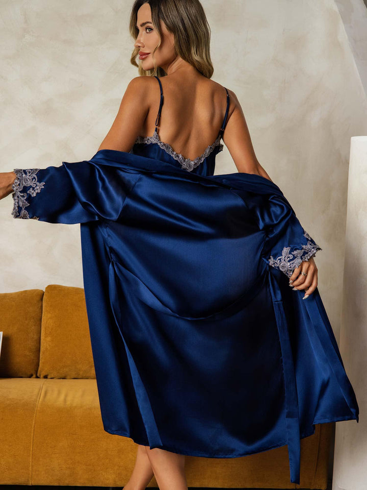 Elegant Pure Silk Nightdress&Dressing Gowns 2Pcs