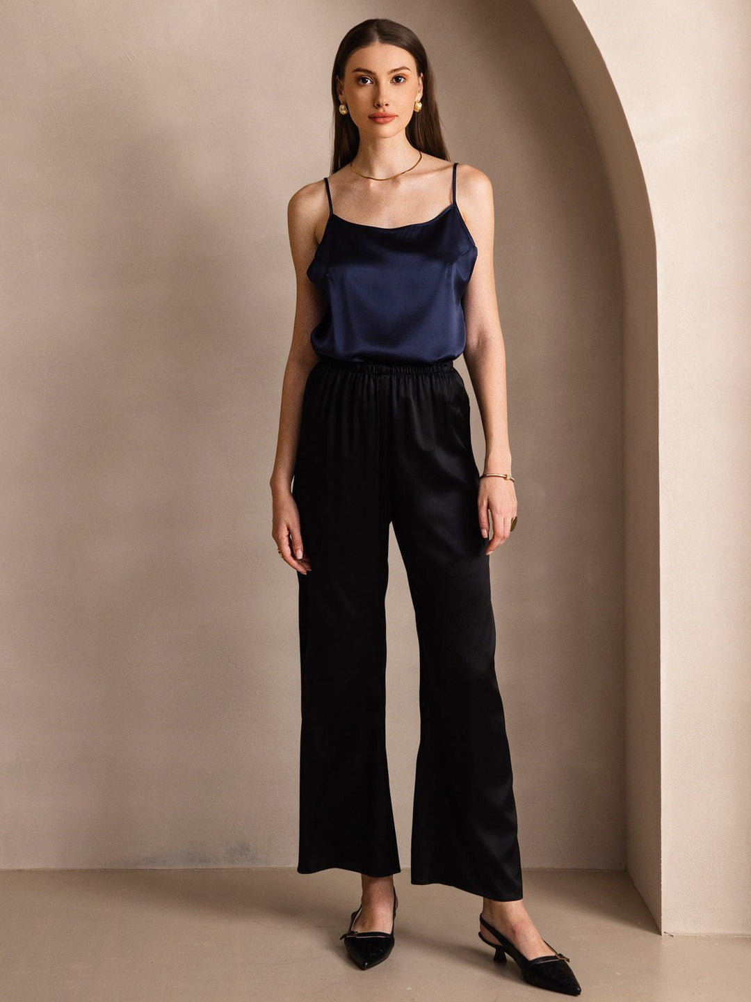 19Momme Silk Spaghetti Strap Round Neck Camisoles