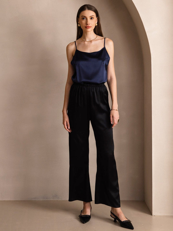 19Momme Silk Spaghetti Strap Round Neck Camisoles