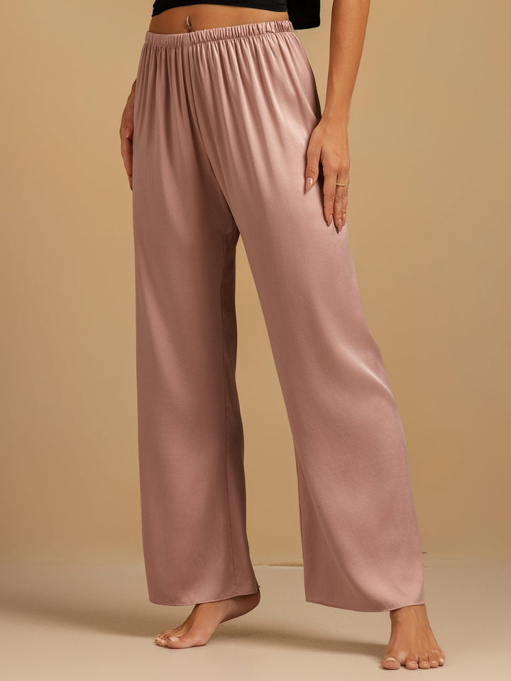 19Momme Washable Silk Wide Leg Women's Sleep Pants with Elastic Waist
