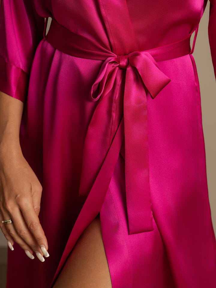 Pure Silk 3/4 Sleeve Women's Kimono Wrap Dressing Gown