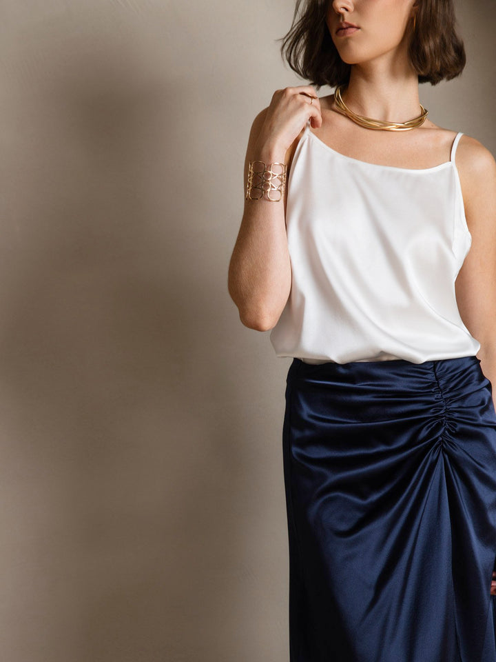19Momme Silk Spaghetti Strap Round Neck Camisoles