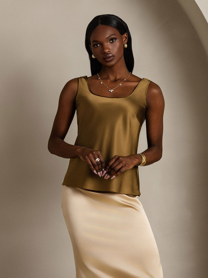 19Momme Silk Sleeveless U Neck Women's Tank Top