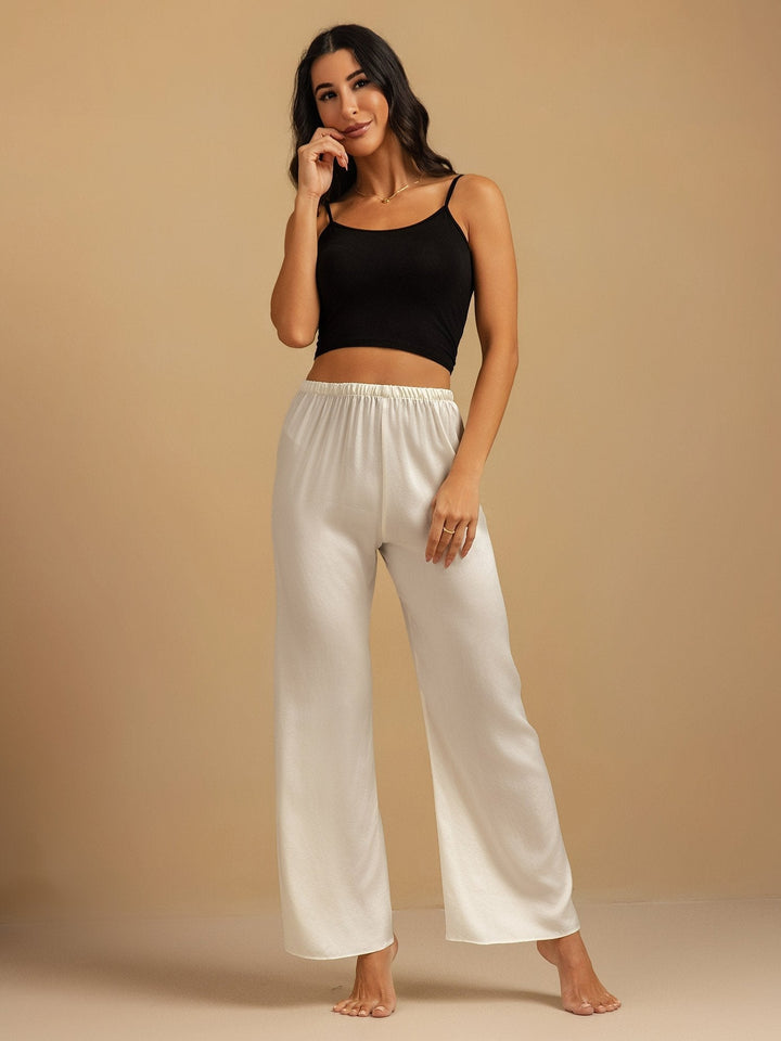 19Momme Washable Silk Wide Leg Women's Sleep Pants with Elastic Waist