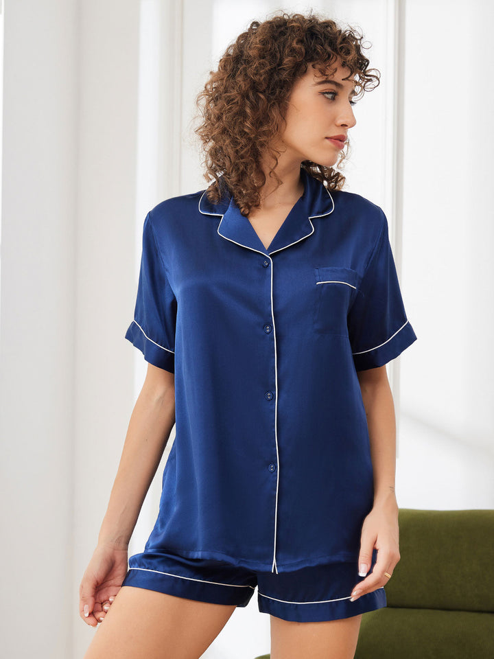 Pure Silk Short Sleeve Button Up Women's Pyjamas Set
