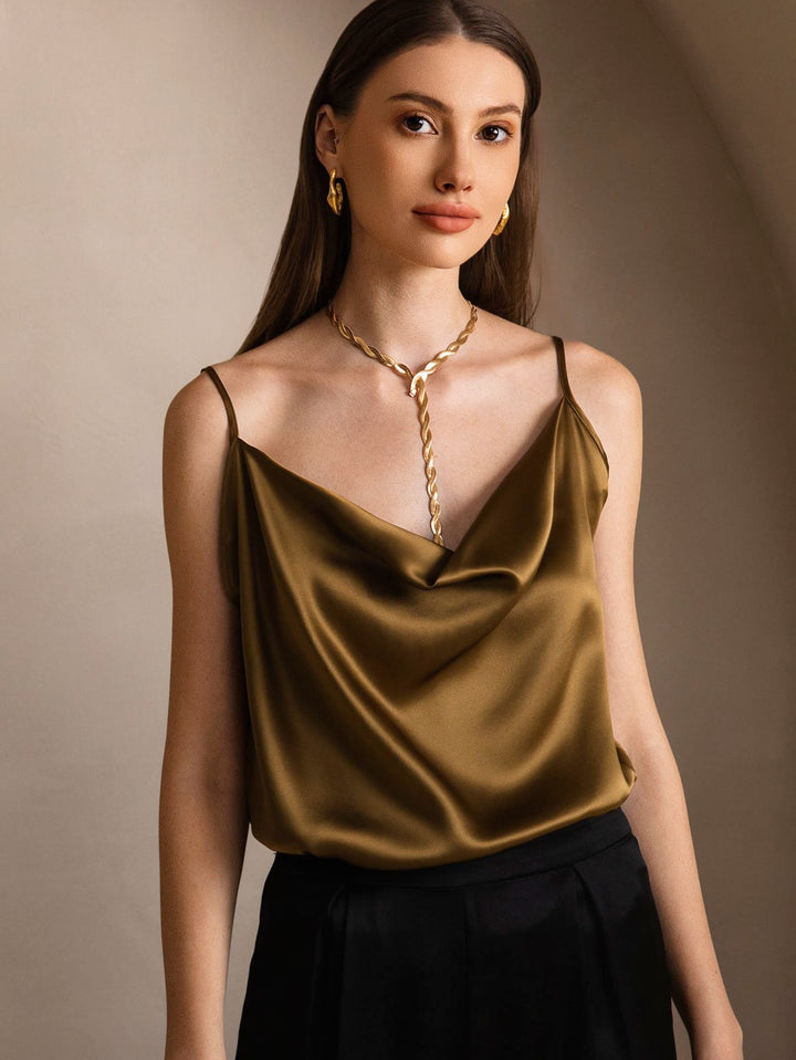 19Momme Silk Spaghetti Strap Cowl Neck Camisoles