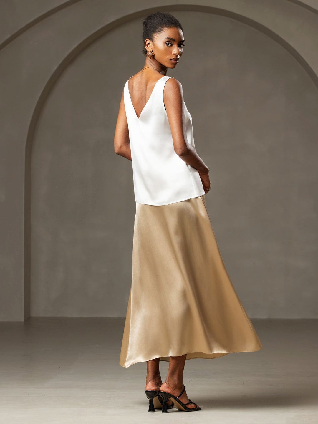 Clearance(Ships to UK Only) - Pure Silk Solid Color Wide Straps Camisole Top