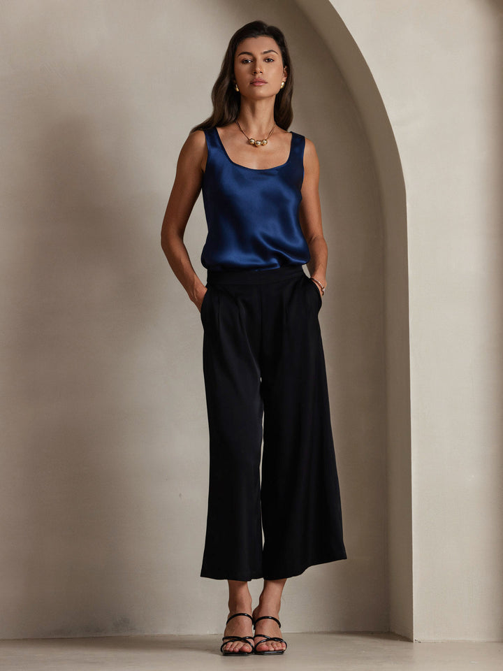 Women's Pure Silk Sleeveless U Neck Tank Top