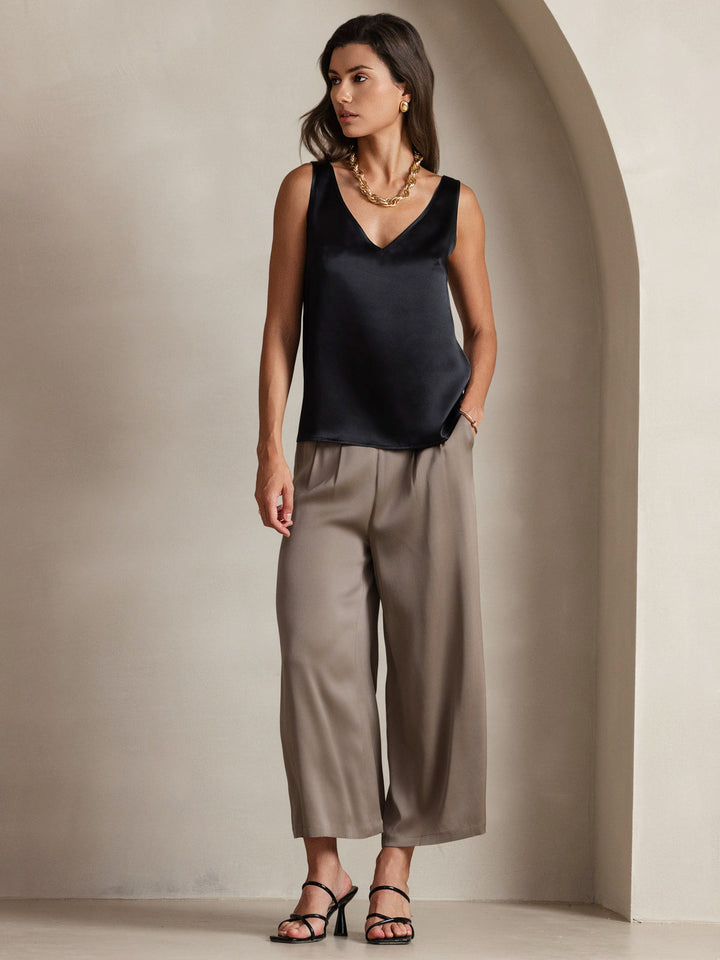 Clearance(Ships to UK Only) - Pure Silk Solid Color Wide Straps Camisole Top