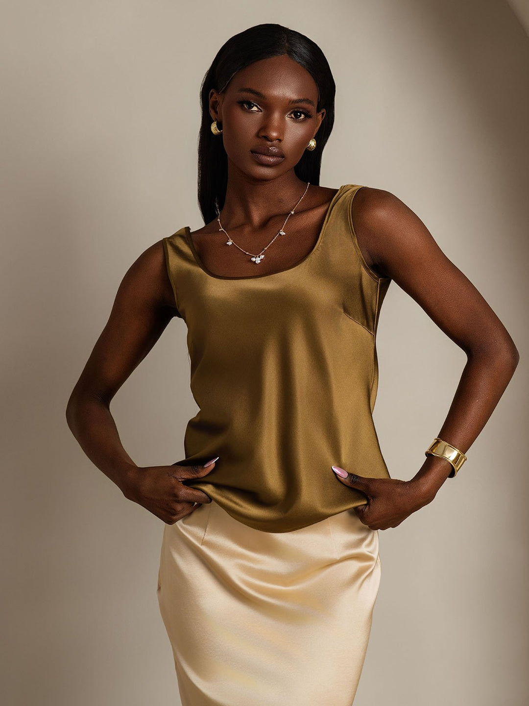 Clearance(Ships to UK Only) - 19Momme Silk Sleeveless U Neck Women's Tank Top