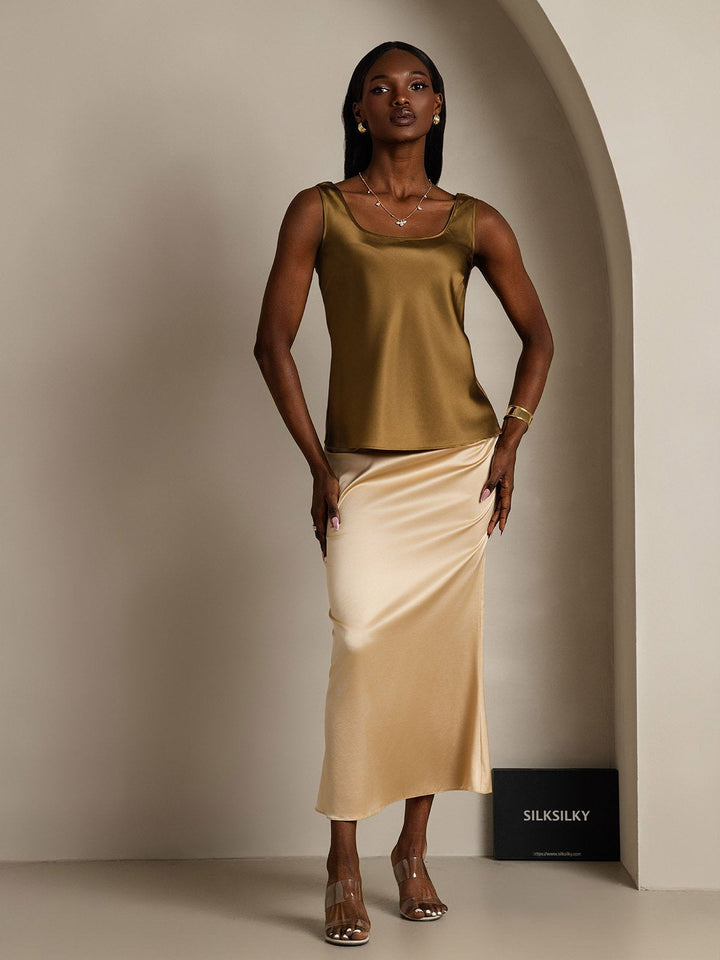 Clearance(Ships to UK Only) - 19Momme Silk Sleeveless U Neck Women's Tank Top