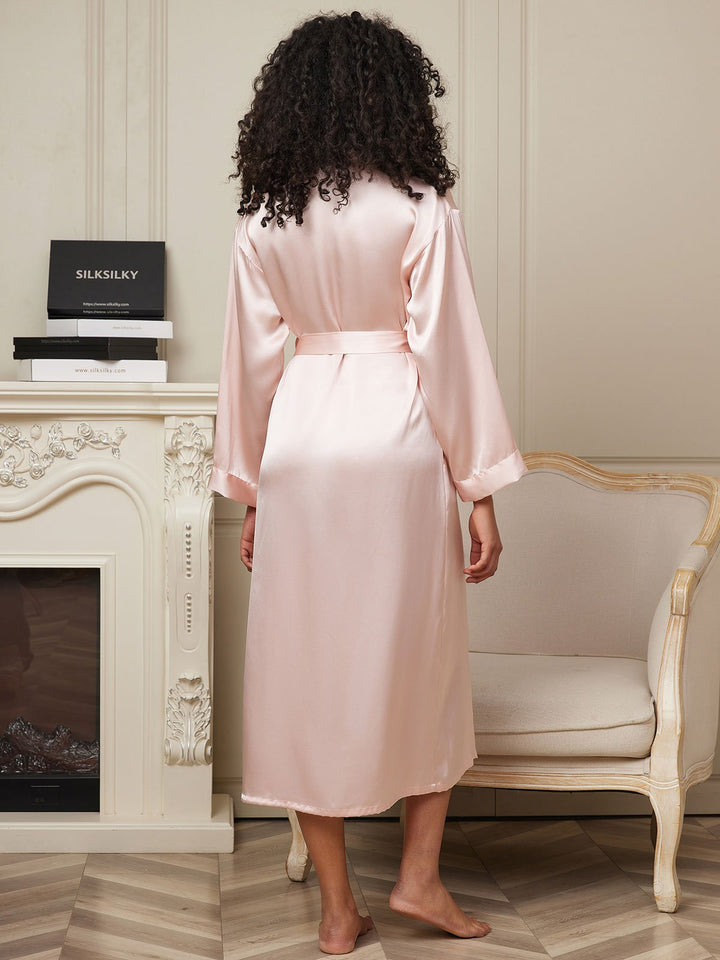 Women's Pure Silk Long Sleeve Midi Dressing Gown