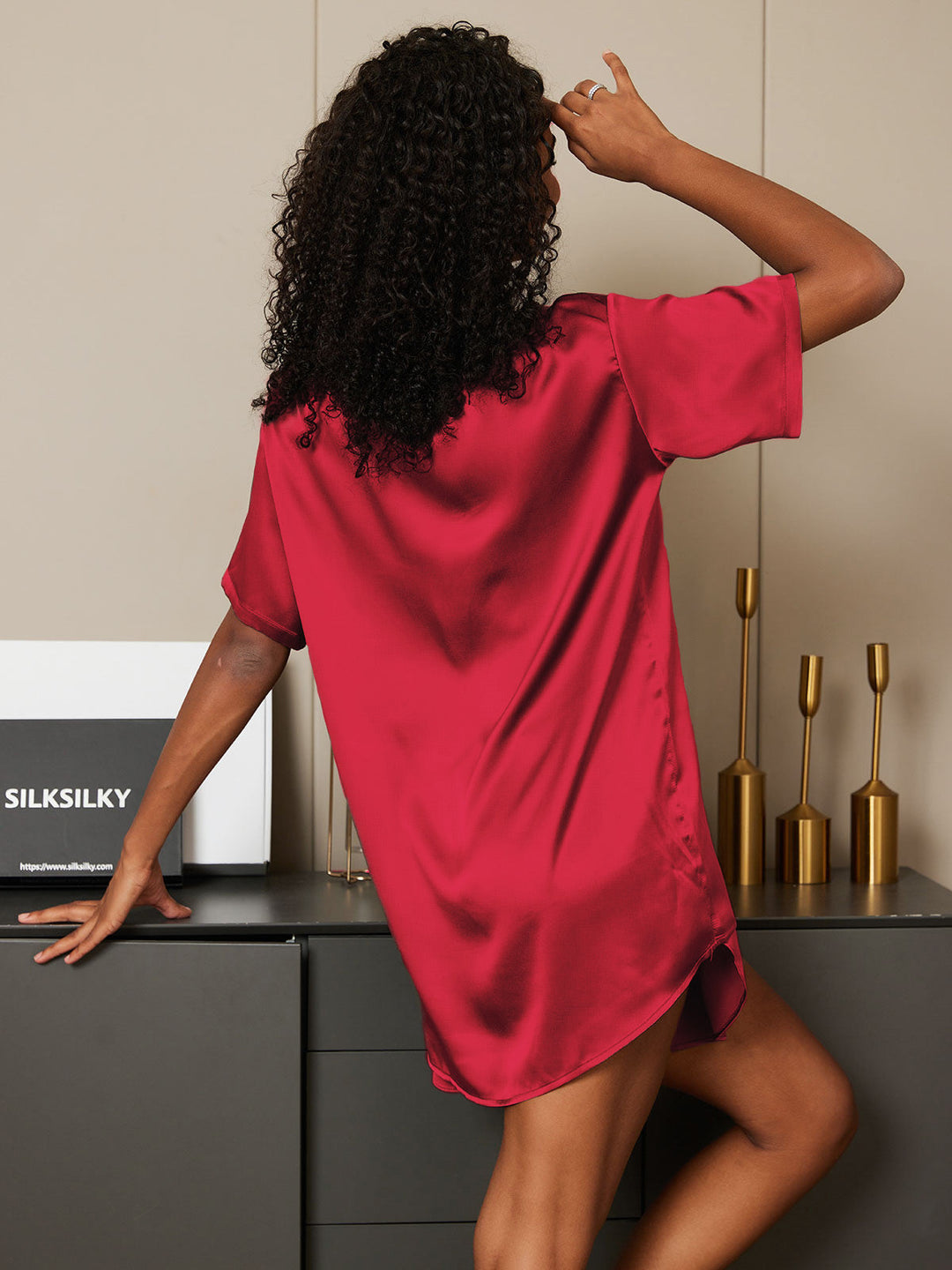 Pure Silk Short Sleeve Round Neck Women's Pyjamas Set