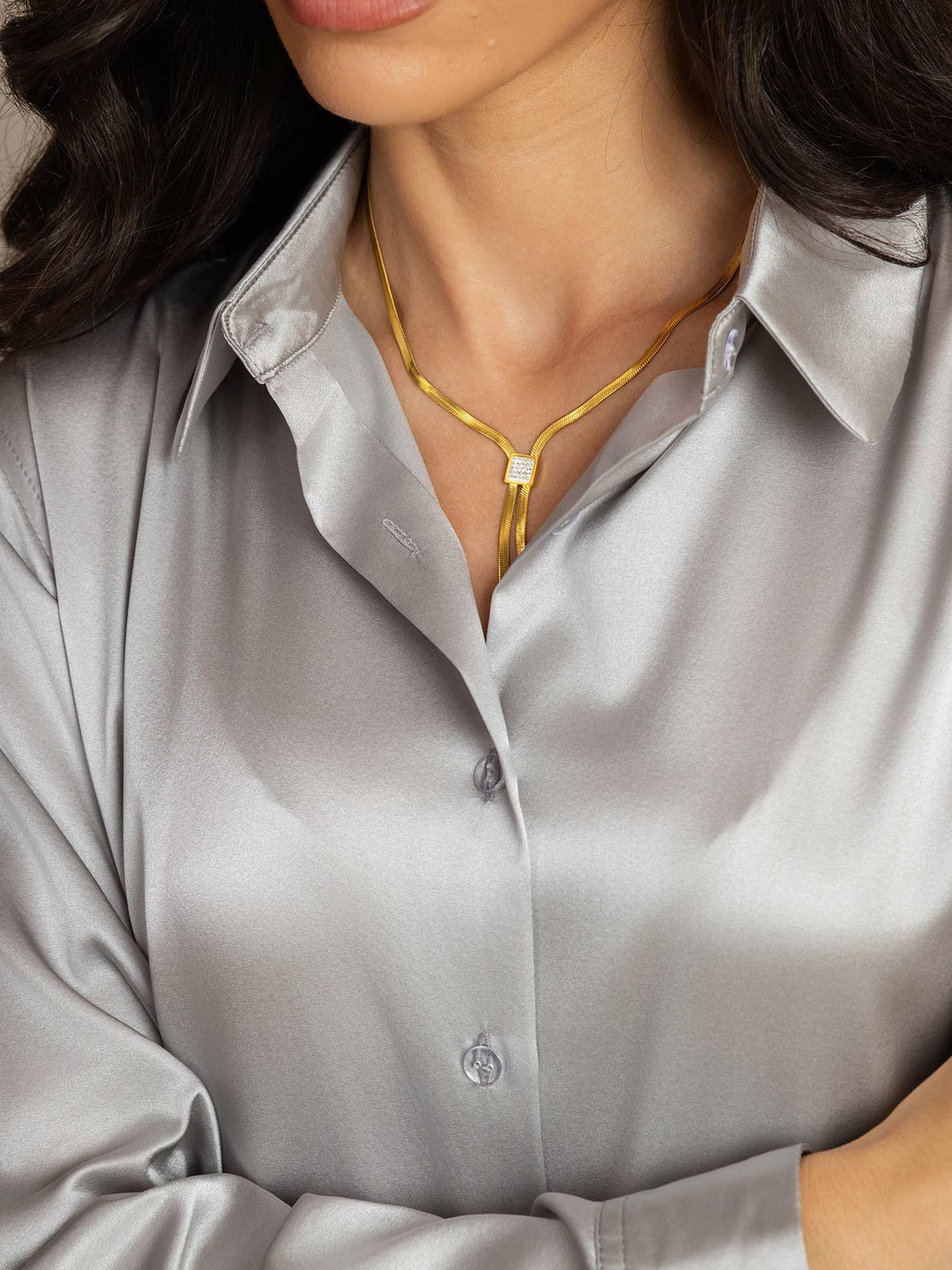 19Momme Silk Long Sleeve Lapel Collar Women's Shirt