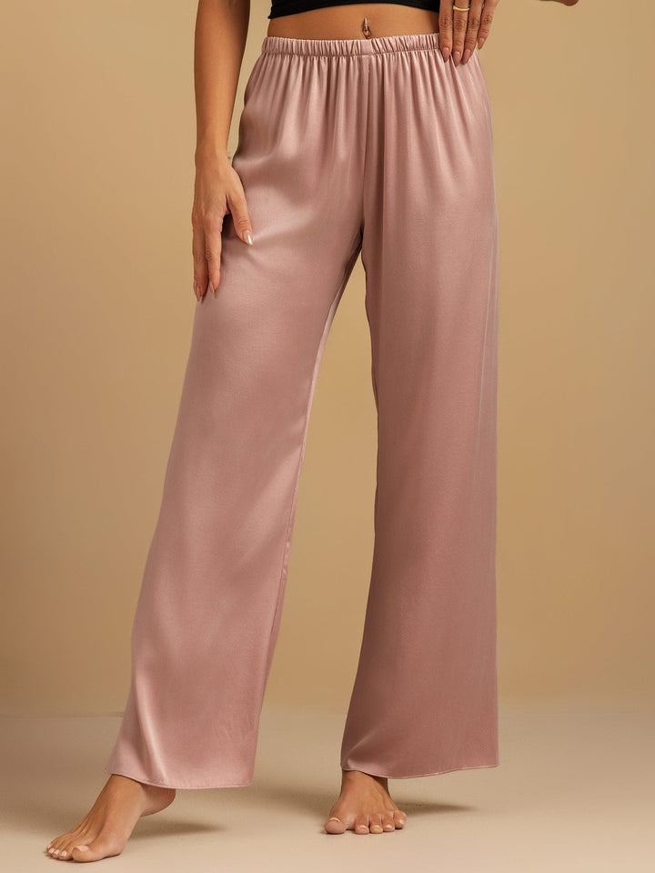 19Momme Washable Silk Wide Leg Women's Sleep Pants with Elastic Waist