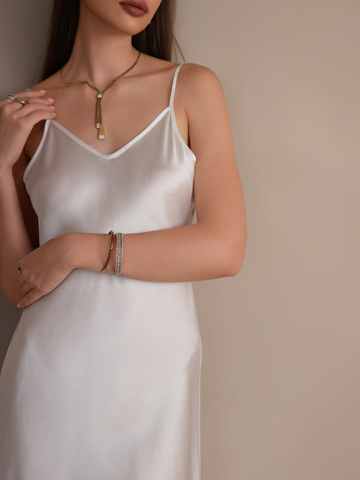 Pure Silk Spaghetti Strap Short Dress