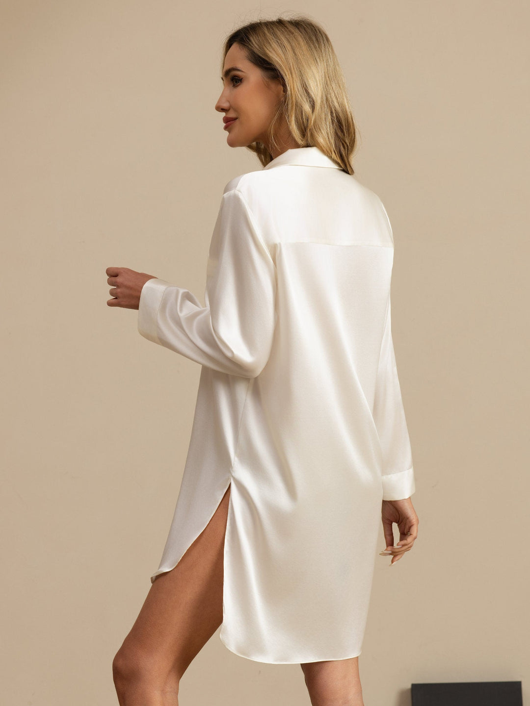 Pure Silk Nightshirt with High-Low Hem