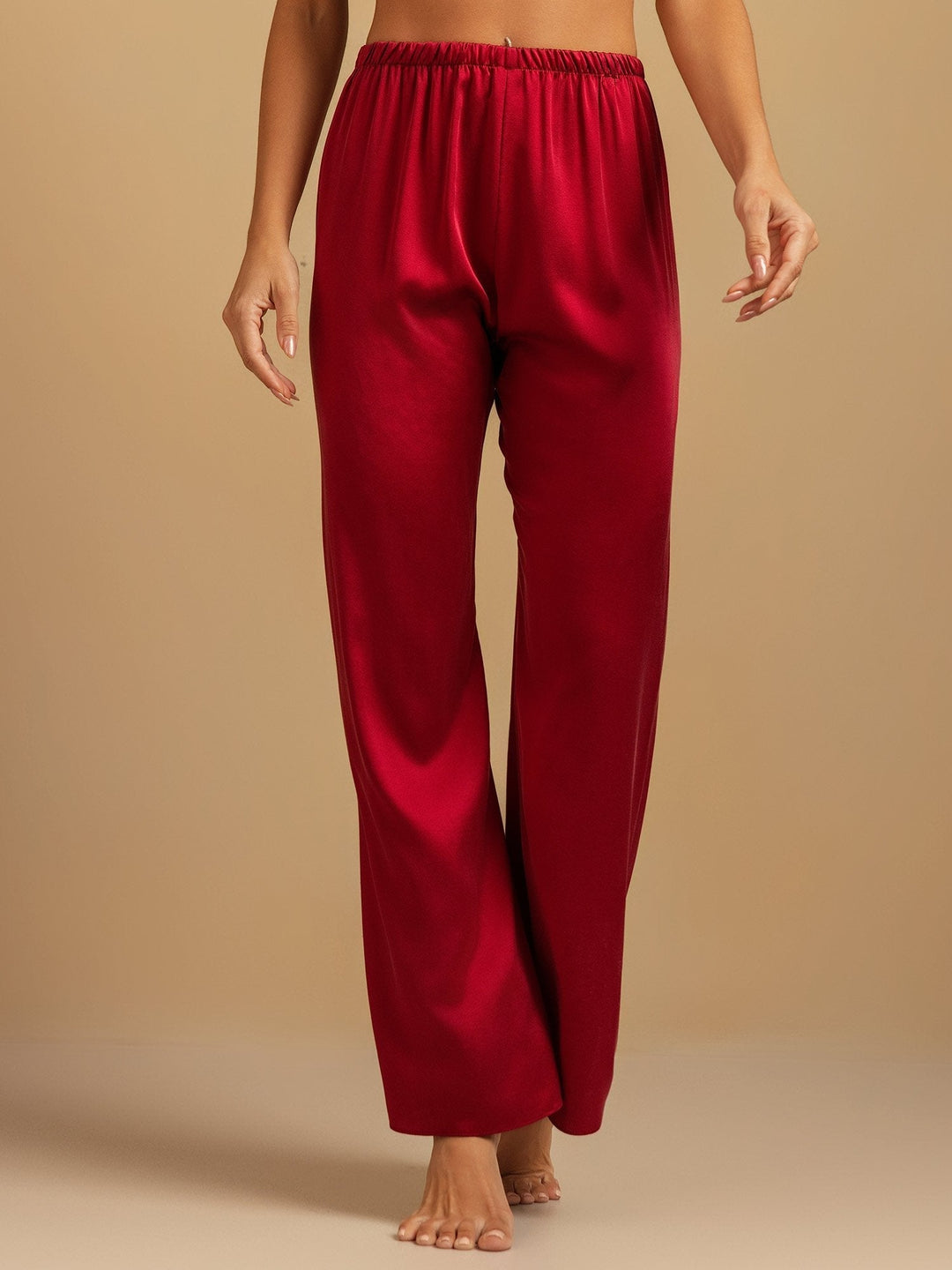 19Momme Washable Silk Wide Leg Women's Sleep Pants with Elastic Waist