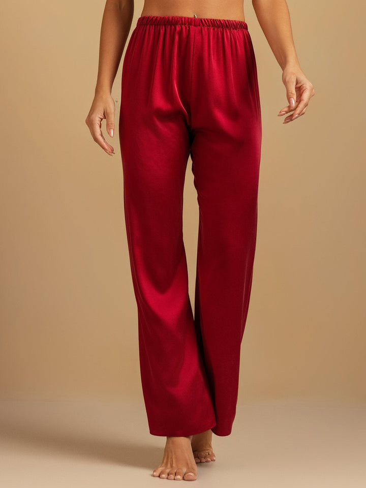 19Momme Washable Silk Wide Leg Women's Sleep Pants with Elastic Waist