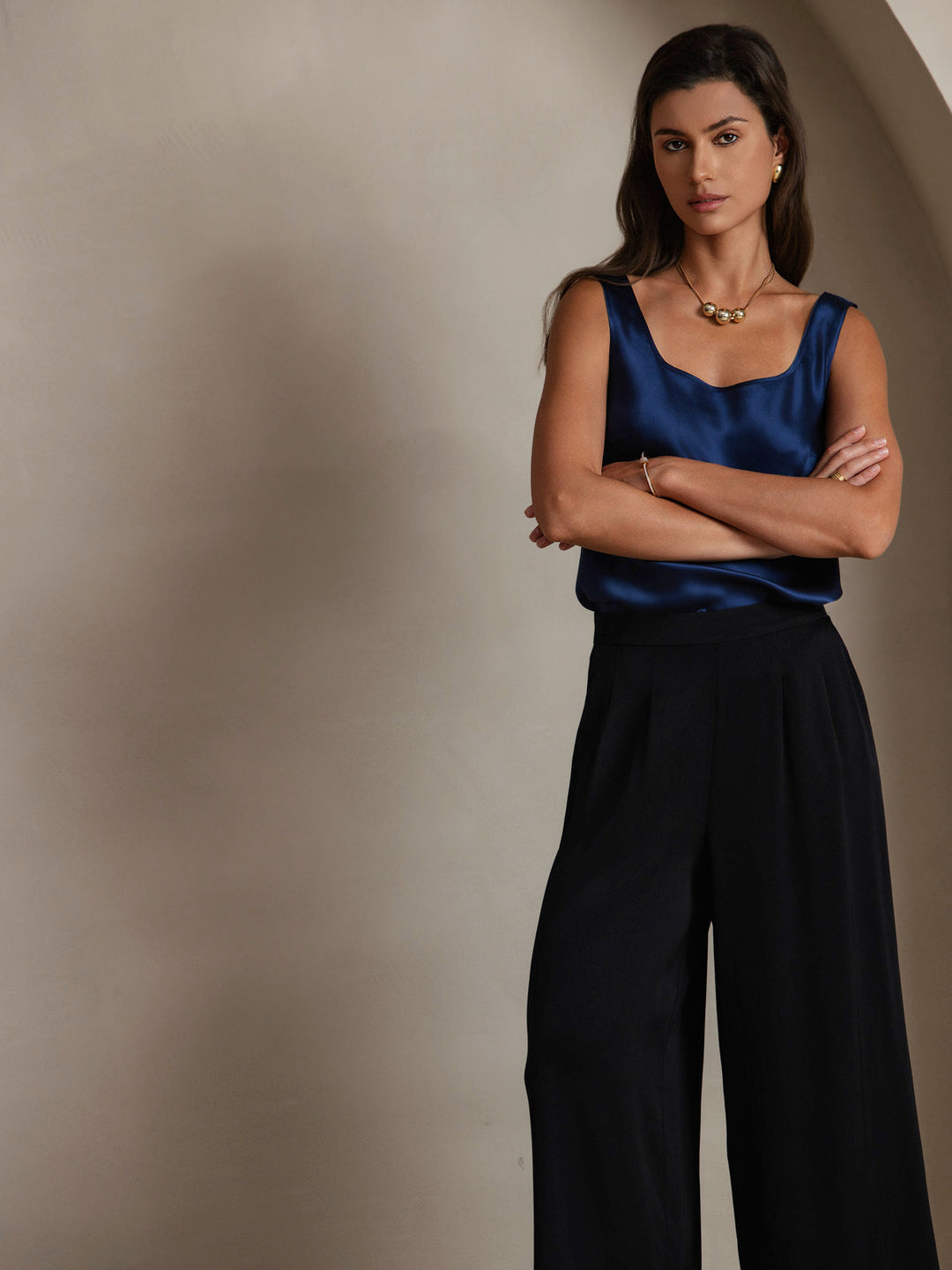 Women's Pure Silk Sleeveless U Neck Tank Top