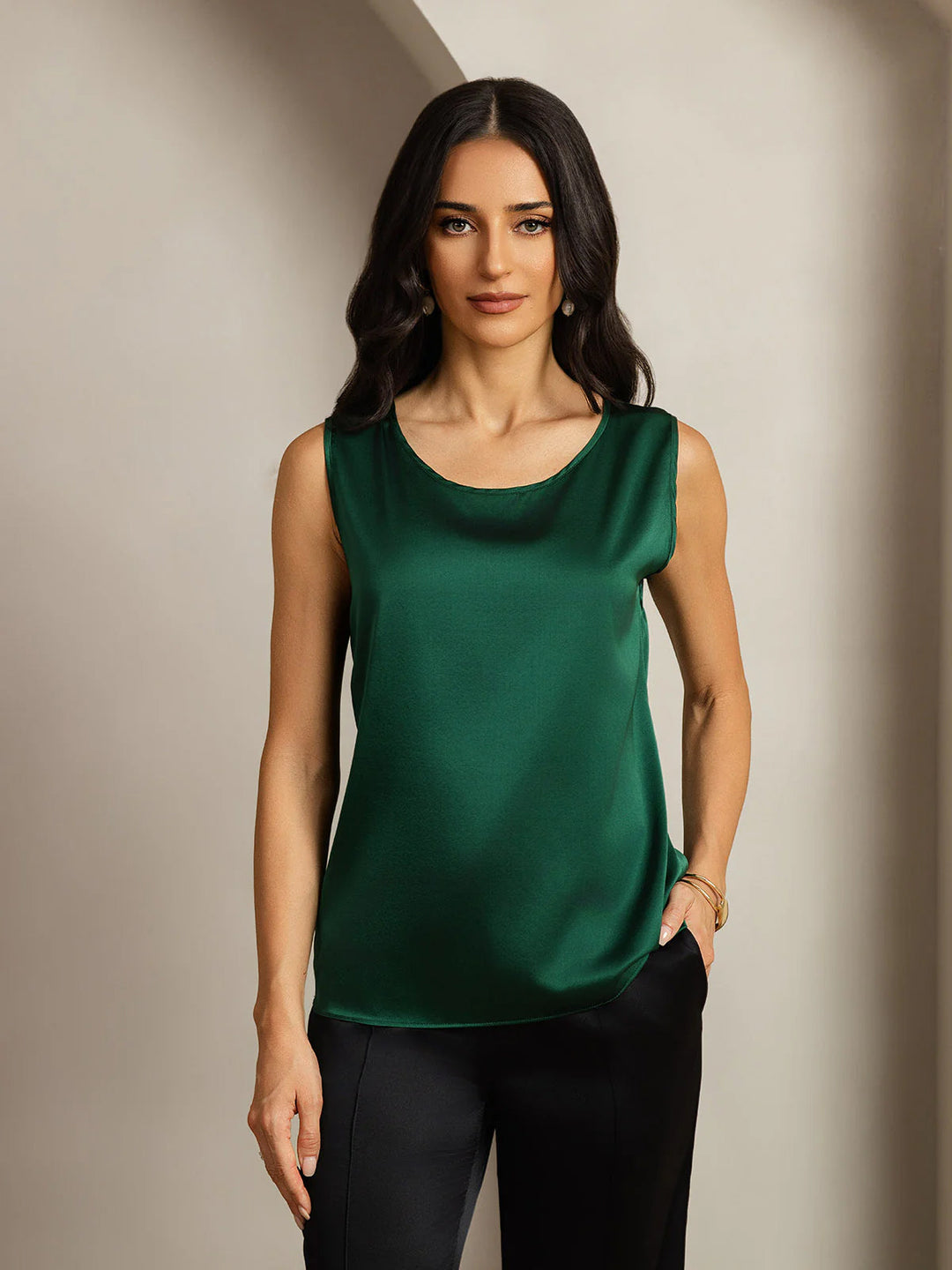 19Momme Silk Sleeveless Round Neck Women's Tank Top