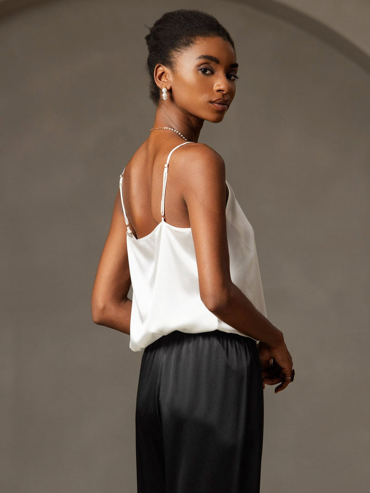 19Momme Silk Spaghetti Strap Round Neck Camisoles