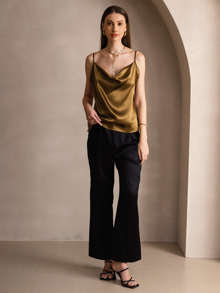 19Momme Silk Spaghetti Strap Cowl Neck Camisoles