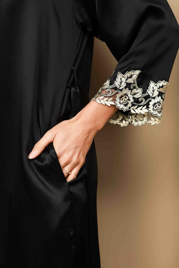 Pure Silk Spaghetti Strap Lace Nightdress&Dressing Gown Set