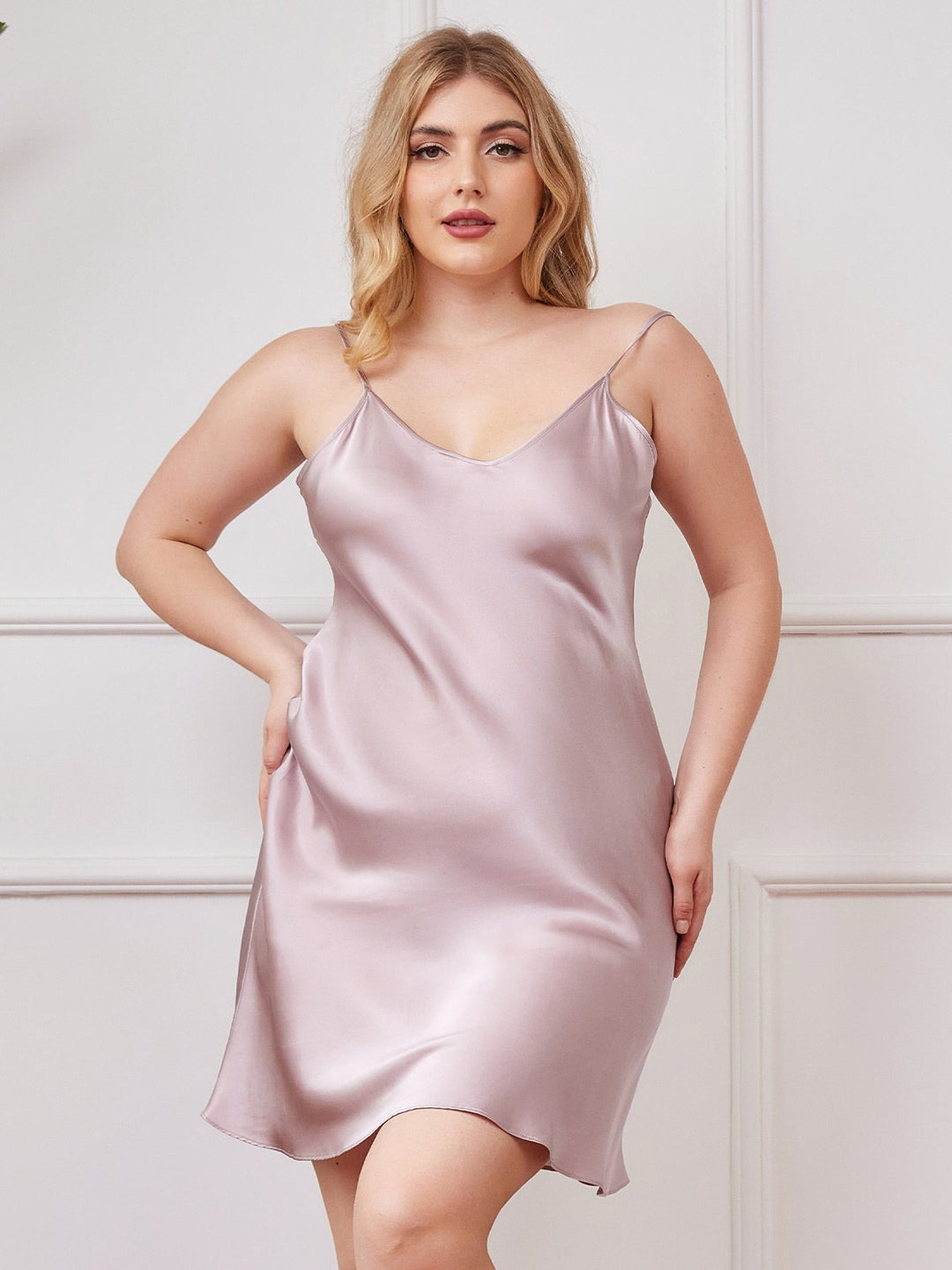 Plus Size Pure Silk Sexy Chemise Slip Nightdress