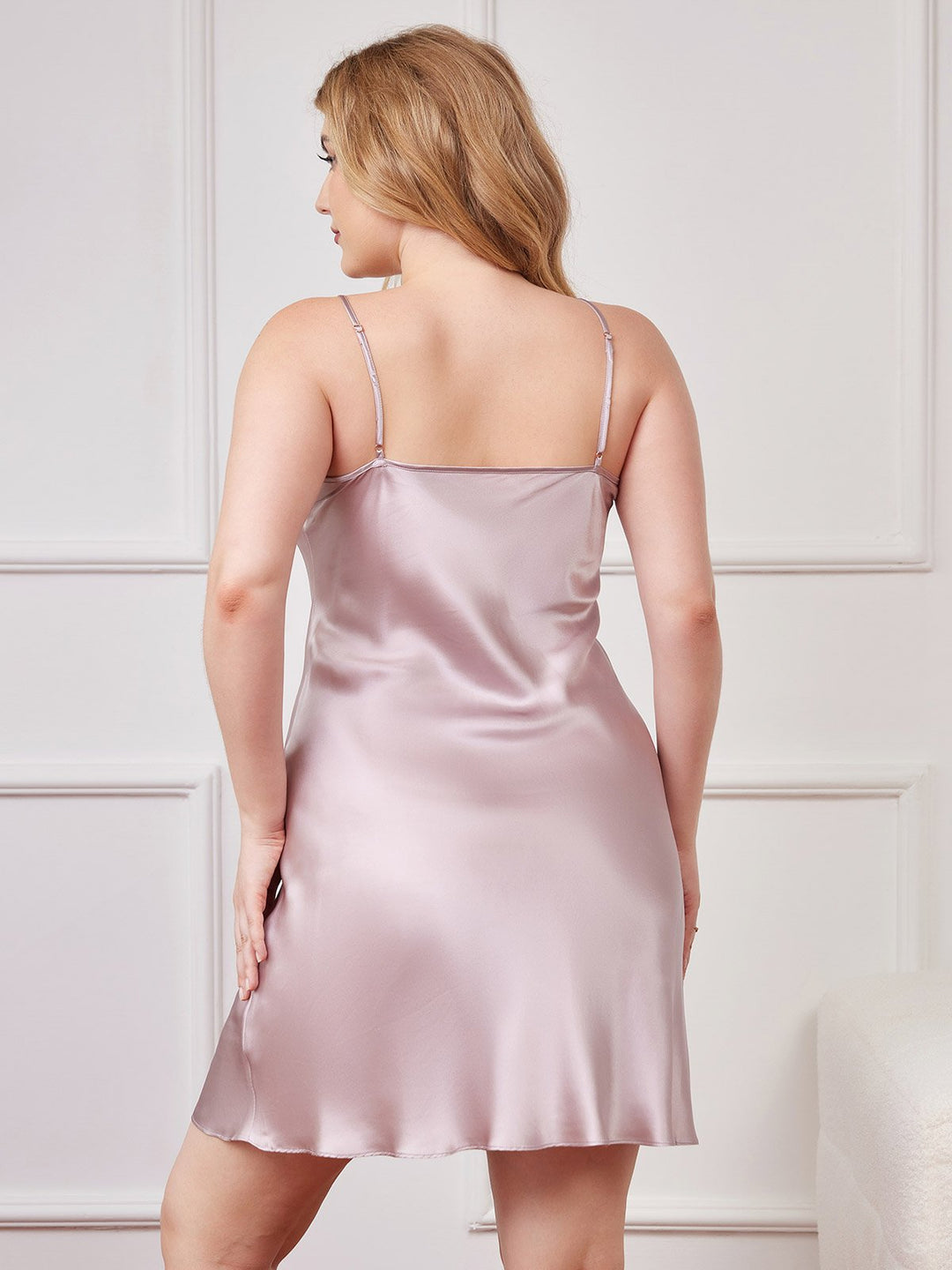 Plus Size Pure Silk Sexy Chemise Slip Nightdress