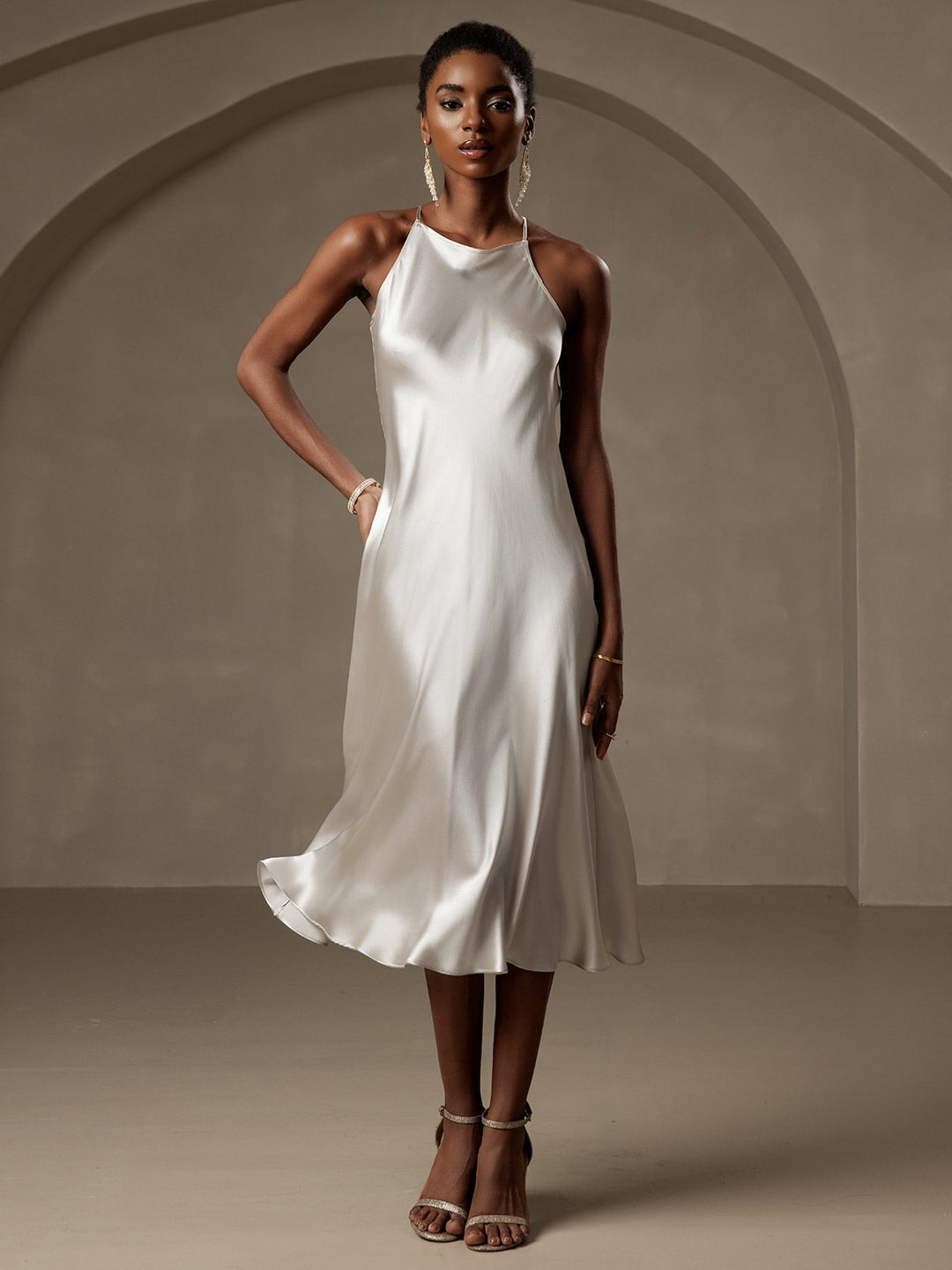 Clearance(Ships to UK Only) - 19Momme Silk Spaghetti straps Maxi Dress