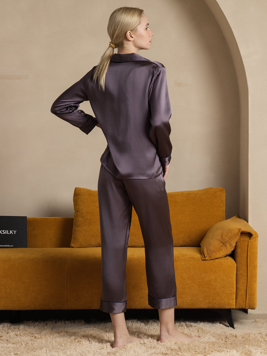 Pure Silk Long Sleeve Button Up Women's Pyjamas Set