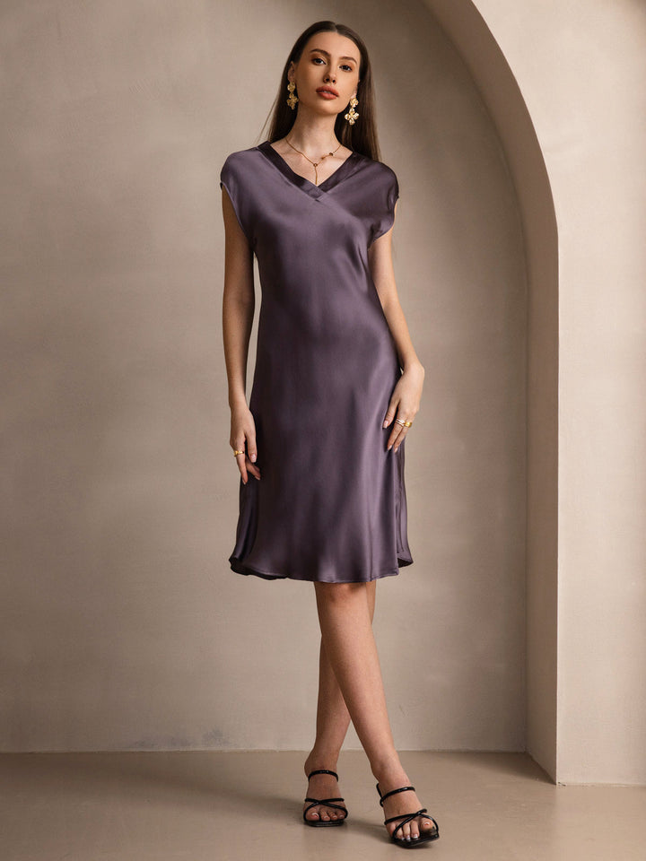 Pure Silk Cap Sleeve V-neck Nightdress
