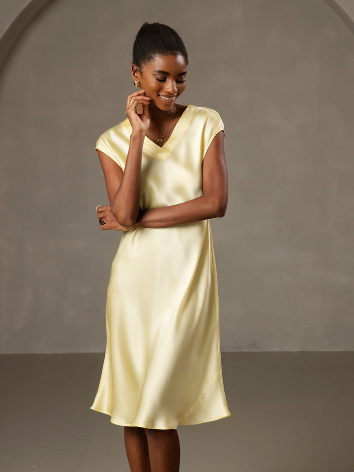 Pure Silk Cap Sleeve V-neck Nightdress