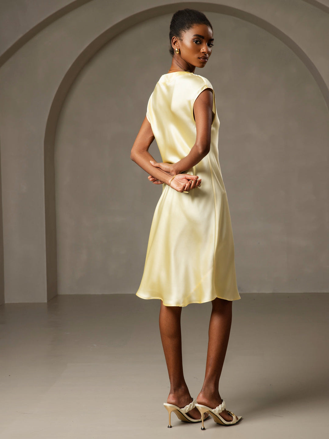 Pure Silk Cap Sleeve V-neck Knee Nightdress