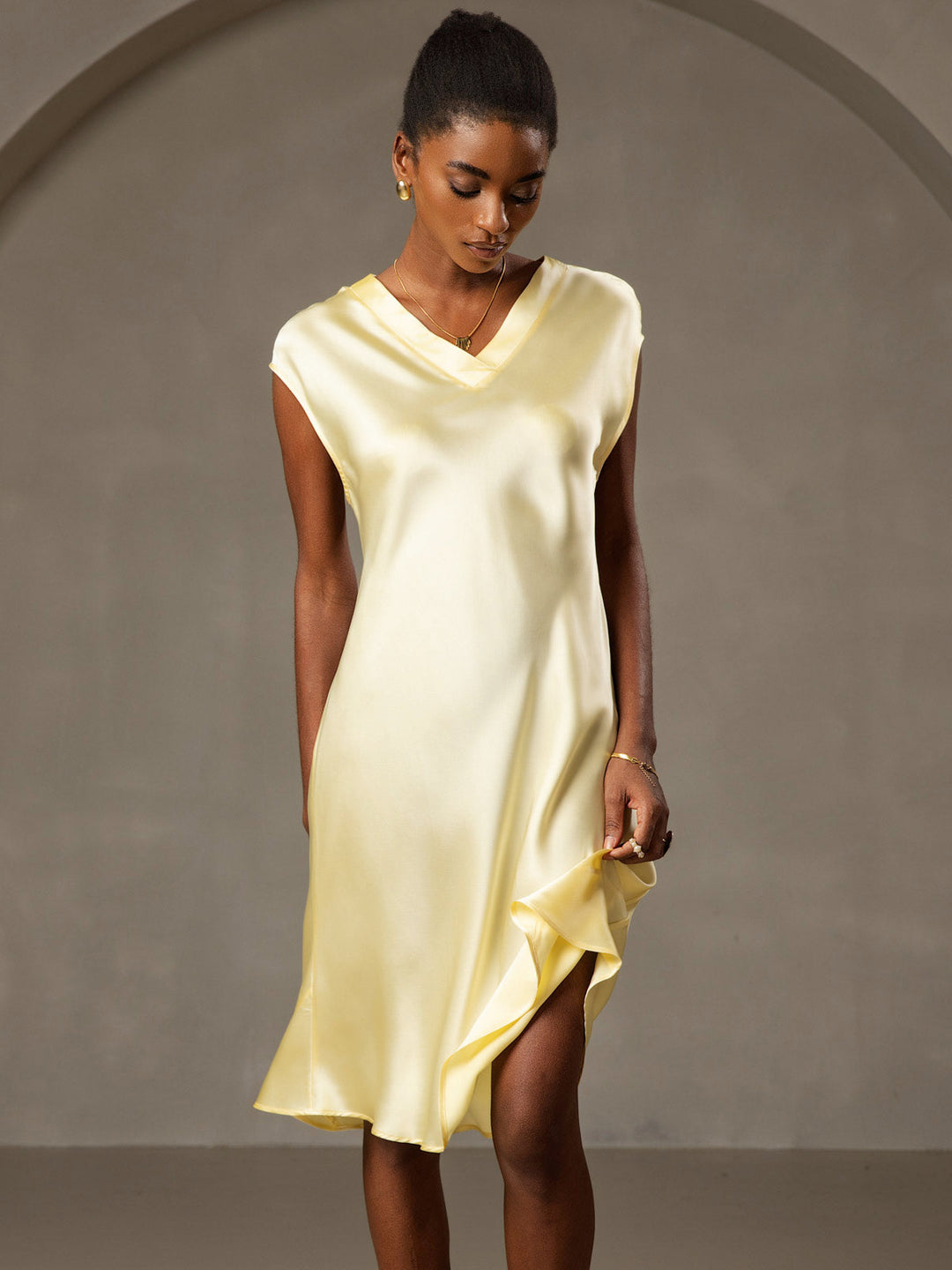 Pure Silk Cap Sleeve V-neck Nightdress