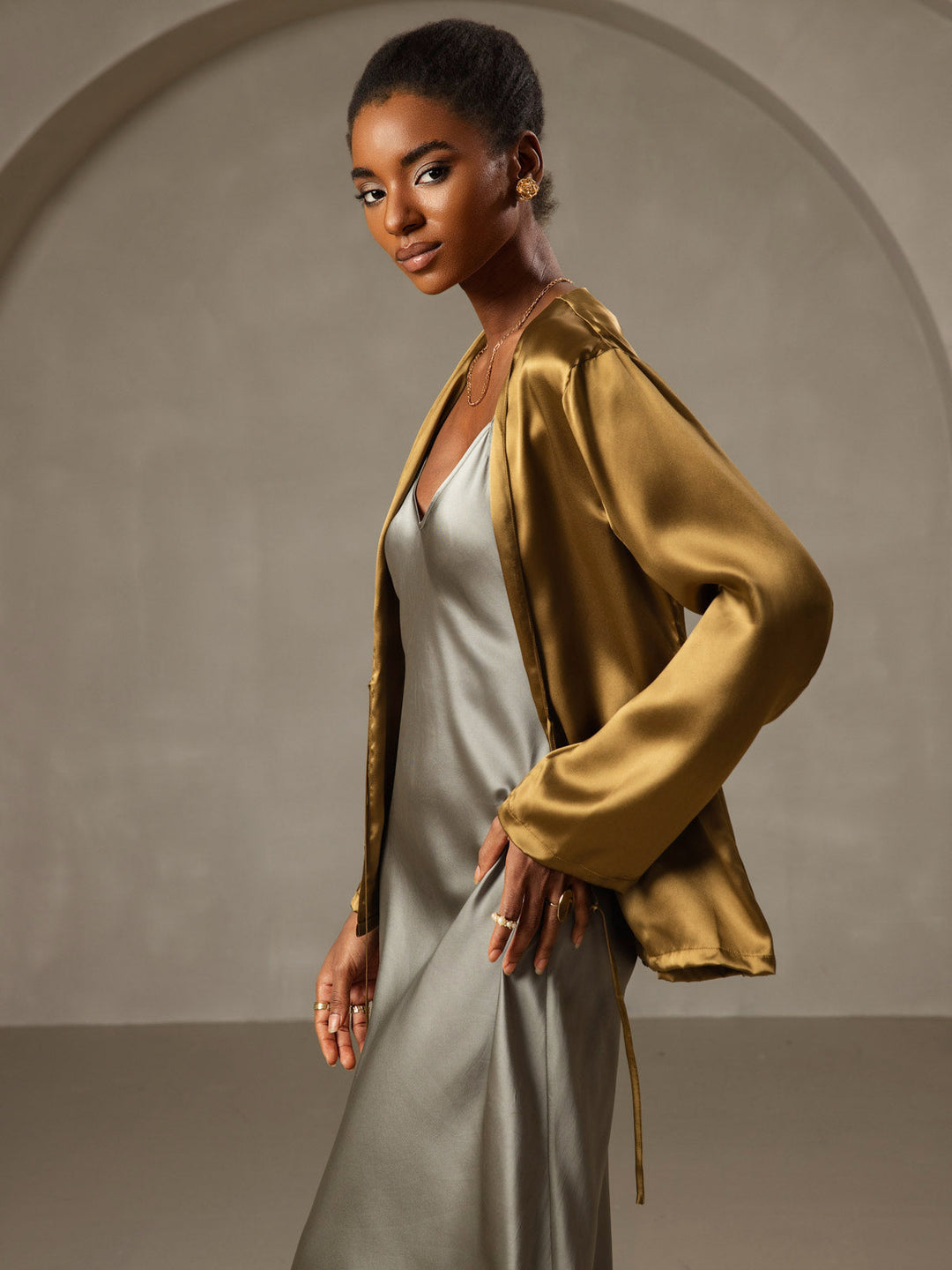 Pure Silk Spaghetti Strap Midi Dress