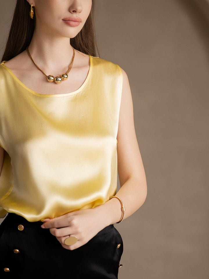 19Momme Silk Sleeveless Round Neck Women's Tank Top