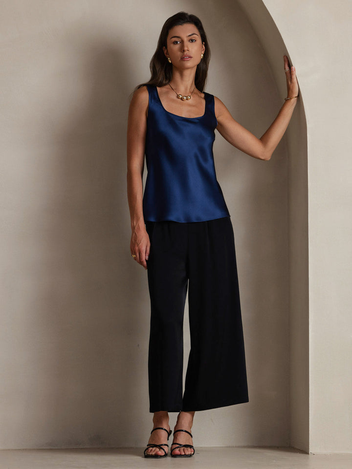 Women's Pure Silk Sleeveless U Neck Tank Top